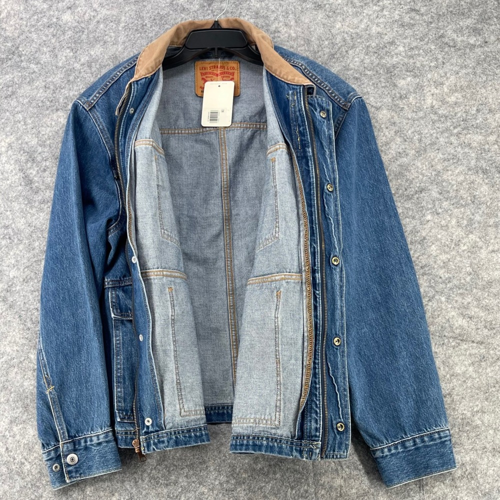 Levis East Port Chore Jacket Men L Blue Denim Corduroy Collar Relaxed 002WW0000 - Picture 9 of 16